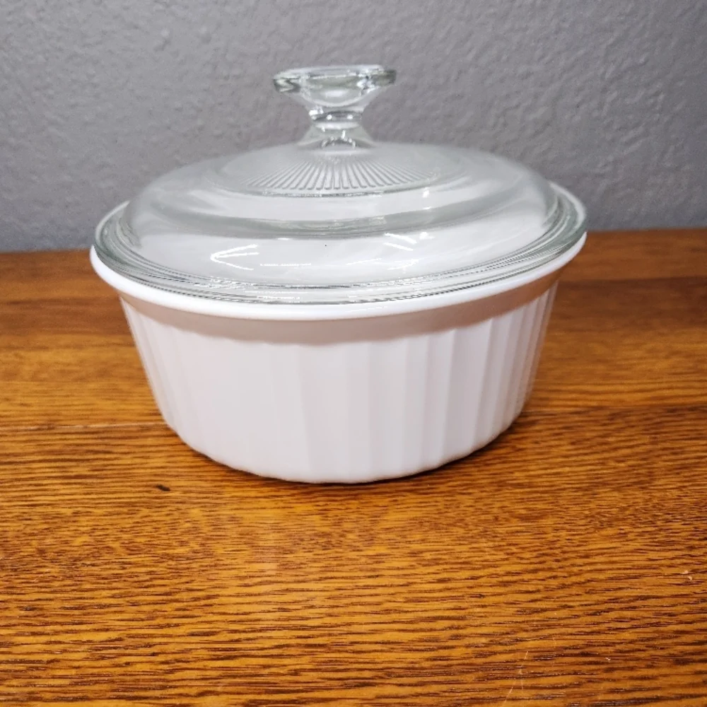 Corningware French White covered casserole